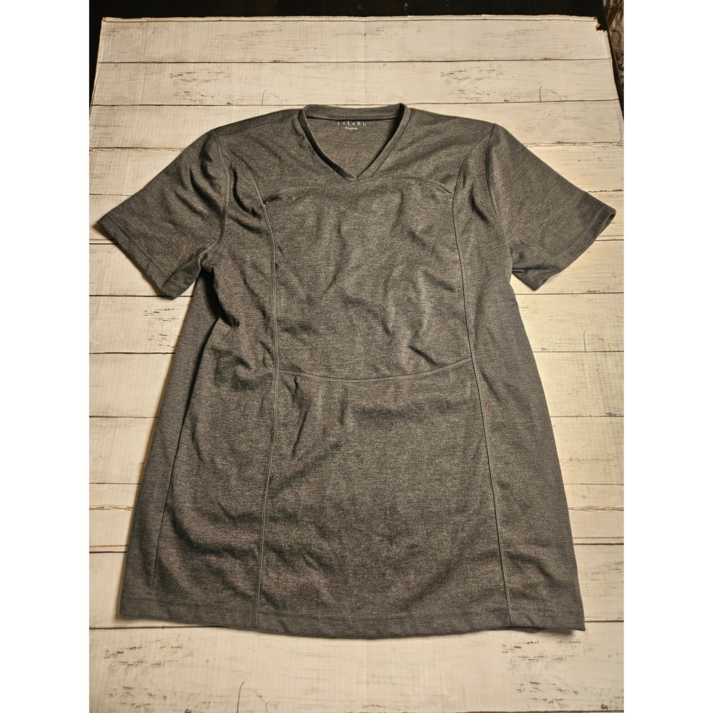 Lalabu Soothe Shirt Baby wearing Top Charcoal Gray XL Short Sleeve V-Neck
